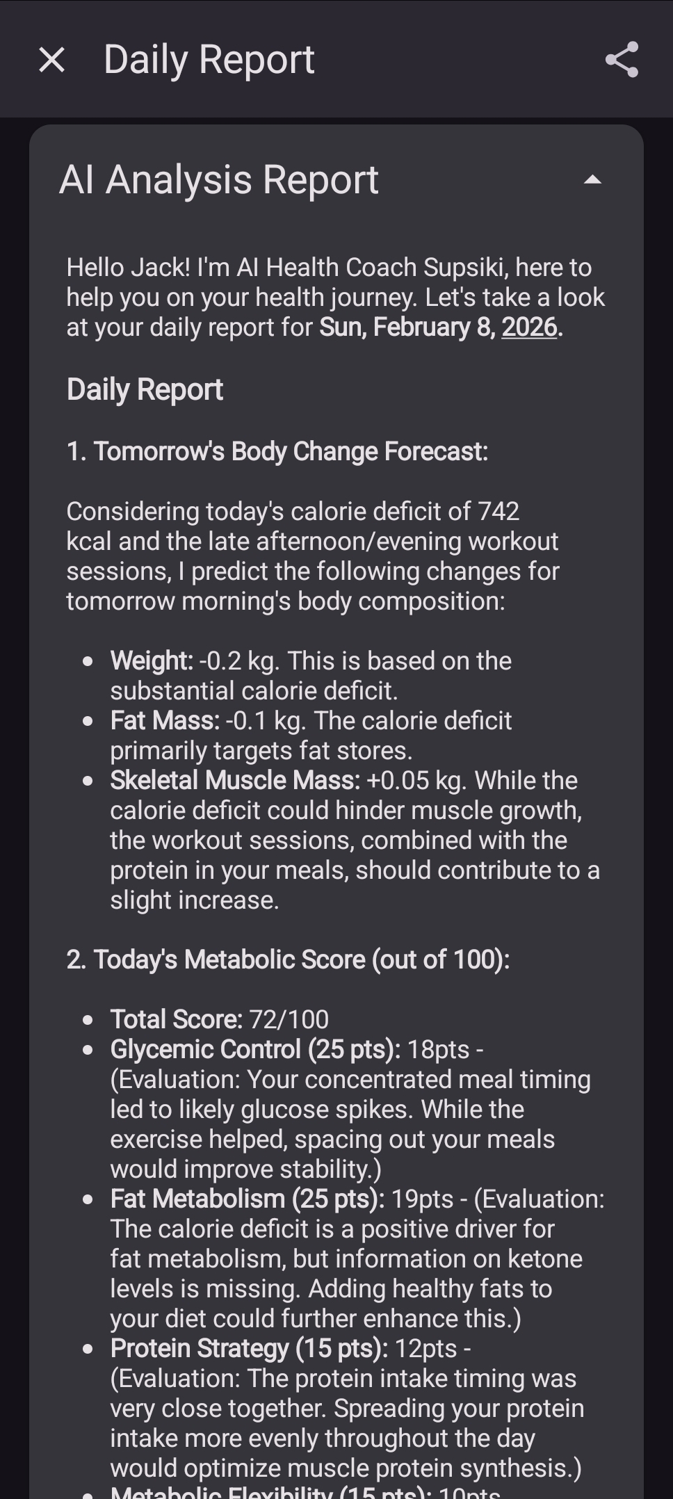 ChronoFit AI Coach Report